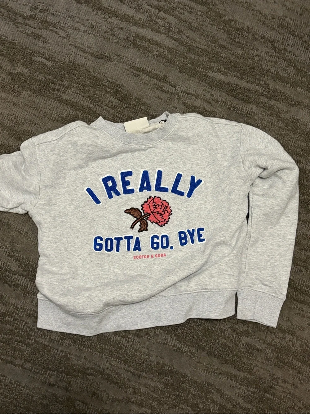 Scotch & Soda Light Grey Sweatshirt with Blue Lettering & Pink Flower